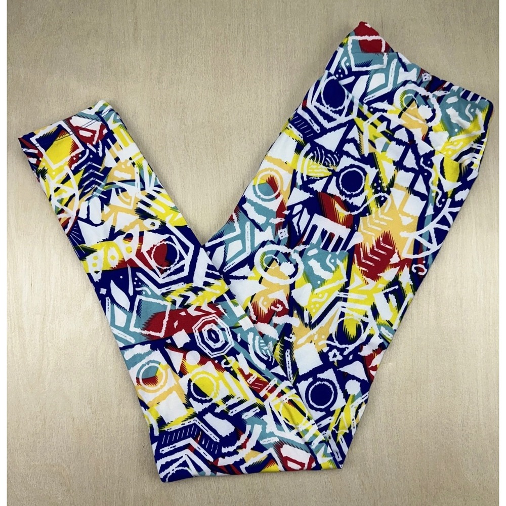 LuLaRoe Leggings Abstract Print Colorful Casual Comfy Athleisure Tall & Curvy